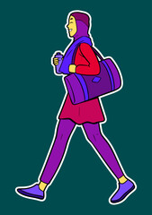 Gym Women Doodle Sticker Illustration