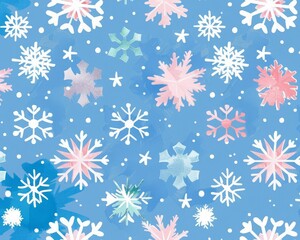winter snowflakes flat design front view chilly aesthetics theme water color Tetradic color scheme