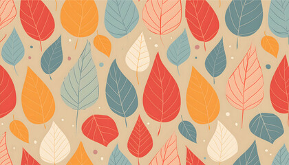 Fototapeta premium Seamless doodle pattern and leaf on digital art concept, Generative AI.