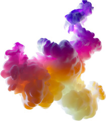 Colorful surreal smoke cloud shapes isolated on a transparent background