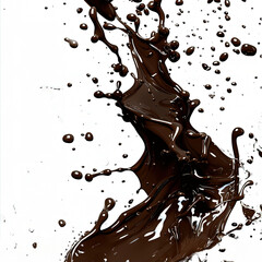 Chocolate Waves Splattering Against White Background