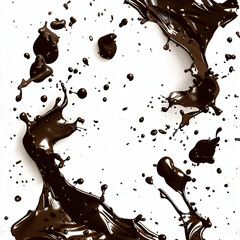 Chocolate Waves Splattering Against White Background
