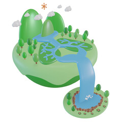 'lungs' of the planet in 3D concept, lungs of the planet illustration, They generally draw in carbon dioxide and breathe out oxygen.
