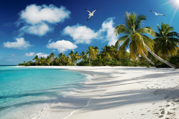 Beautiful beach vacation palm tree