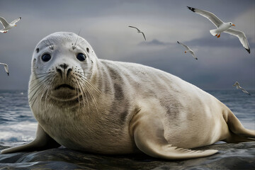 Obraz premium Sea lion on the rocks