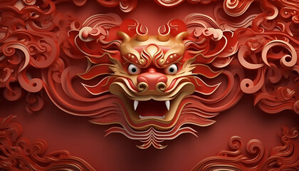 chinese dragon head skull, vector, tattoo, art, illustration, mask, design, pattern, face, tribal, head, ornament, halloween, symbol, lion, horror, evil, decoration, 
