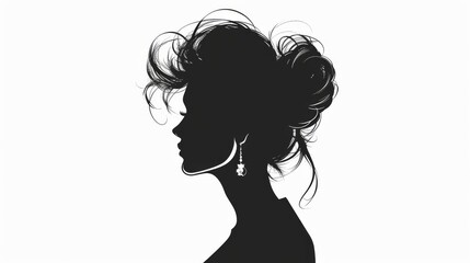 Silhouette of a woman face and details of her hairstyle
