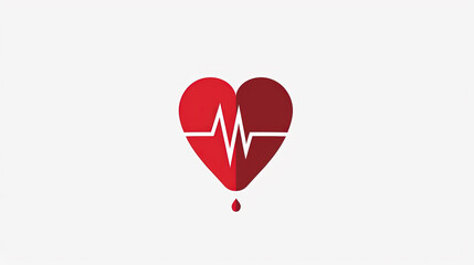 Graphic Illustration of Blood Drop with Heart Rate