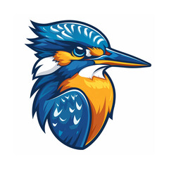 Cute kingfisher vector mascot logo design illustration white background