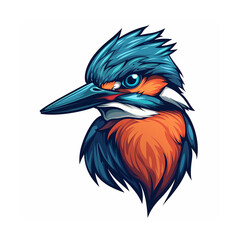 Cute kingfisher vector mascot logo design illustration white background