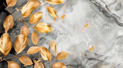 Obraz premium Gold leaf on marble background.