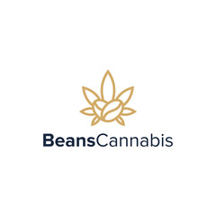 beans cannabis simple sleek creative geometric modern logo design vector