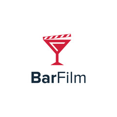 film bar simple sleek creative geometric modern logo design vector