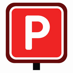 red parking sign symbol isolated on white
