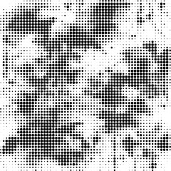 Halftone faded gradient texture. Grunge halftone grit background. White and black sand noise wallpaper. Retro pixilated vector backdrop