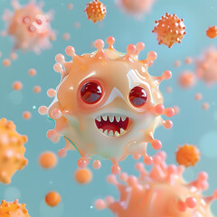 Adorable 3D Cartoon Nanoparticle in Minimalistic Nanotechnology Research Background for Advertising and Social Media