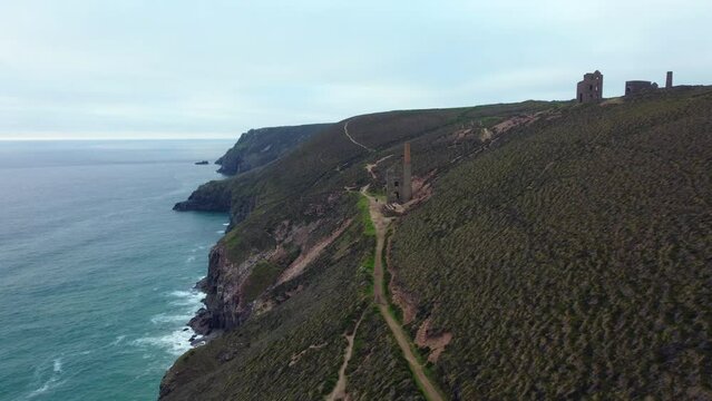 wheal Coates from the air aerial drone cornwall uk 