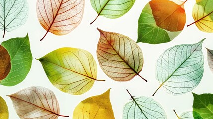 Obraz premium The image is a seamless pattern of colorful leaves