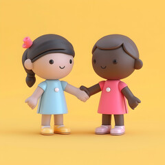 Cartoon Handshake Symbolizing Diverse and Agreement for Business and Cultural Contexts