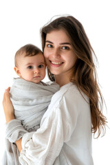 Mother and her newborn baby transparent background