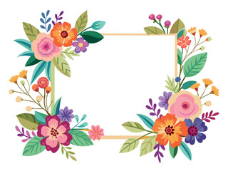 Wedding invitation colorful floral wreath frame spring flowers template 
