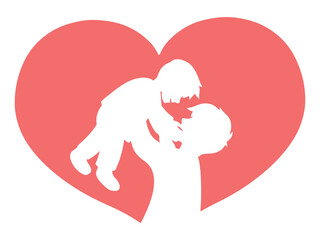 Father Holding Son Heart Background Illustration