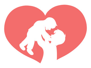 Father Holding Child Heart Background Illustration
