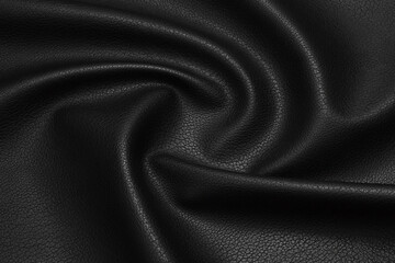 black artificial leather with waves and folds on PVC base