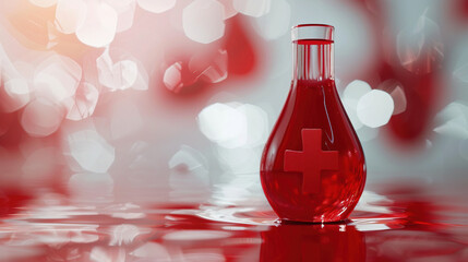 blood donor day background. drop of blood with a red cross symbol