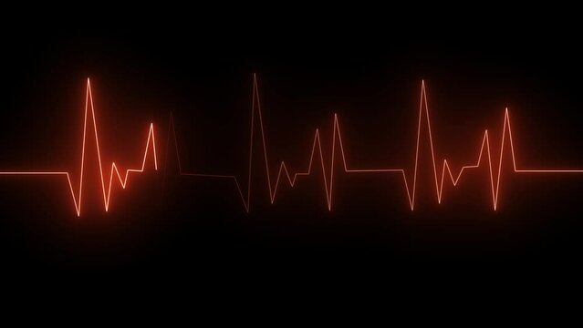 Neon Heartbeat or pulse. Vector illustration. Red line of heart rate. Heart pulse graphic. Neon heartbeat cardiogram