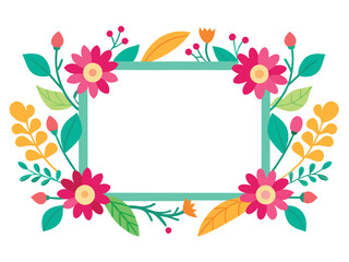 Wedding invitation colorful floral wreath frame spring flowers template 
