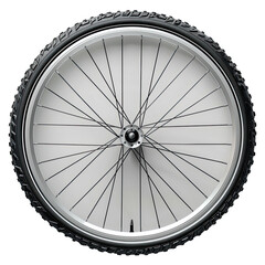 Naklejka premium Bicycle wheel with spokes and rubber tire on white Background