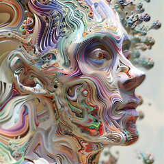 Surreal Psychedelic Digital Art with Flowing Liquid Textures and Vibrant Colors