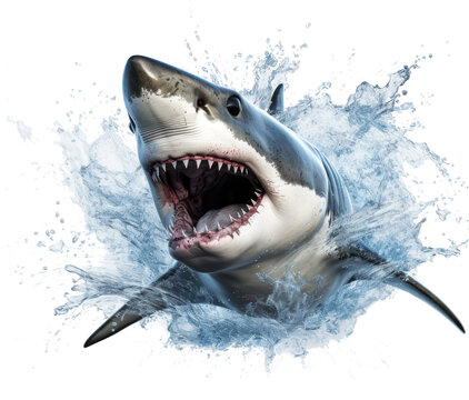 white shark isolated on transparent background
