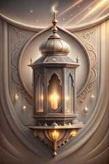 Ornate islamic lanterns cast a warm glow against an ornate background, symbolizing festivities during ramadan and eid, embodying the spirit of the feast of sacrifice