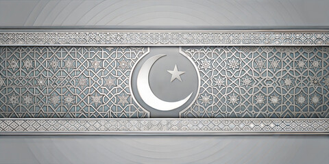 Elegant islamic background featuring a geometric pattern with a crescent moon and star, evoking the spirit of ramadan and eid. Perfect for religious celebrations and cultural designs