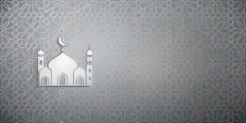 Elegant islamic background featuring a misty silhouette of a mosque with a crescent moon, perfect for ramadan, eid mubarak, and eid aladha observances, symbolizing the feast of sacrifice