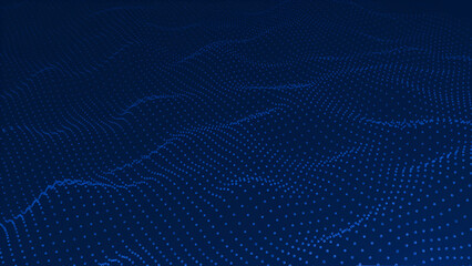 3K Dynamic blue particle wave. IT abstract background