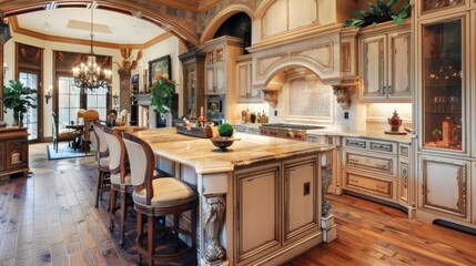 beautiful kitchen of a luxury and clean mansion