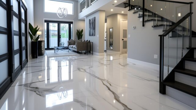 Modern marble and epoxy resin floors