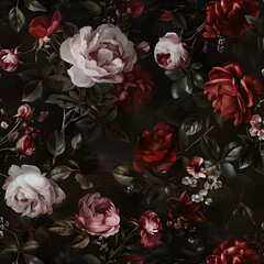 background with roses black background ai generative 