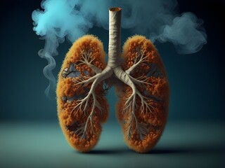lungs of a smoker with smoke, the impact of smoking habits on human health, damage lung