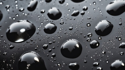 water drops on black dark glass, background, wallpaper, close-up