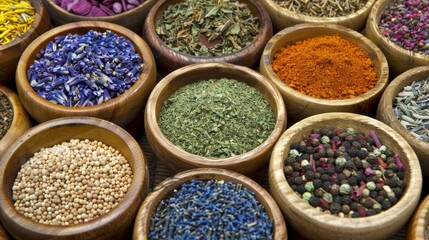 Fototapeta premium Herbal harmony. natures aromatics for medicine and wellness. Herbal medicine concept