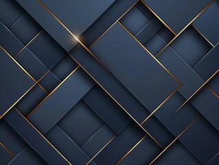 elegant presentation template, luxurious dark blue geometric background, gold lines, abstract pattern