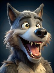 a wolf with a big smile on its face