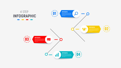 Four Step Infographic element design Vector template for presentation. process diagram and presentations step, workflow layout, banner, flow chart, info graphic vector illustration.