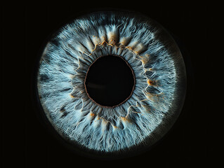 The human pupil. close-up on a black dark background.