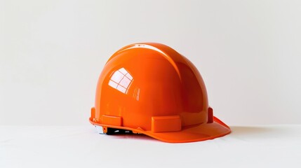 Fototapeta premium Orange protective headgear on a white backdrop