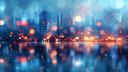 Vibrant City Lights Reflecting in Water